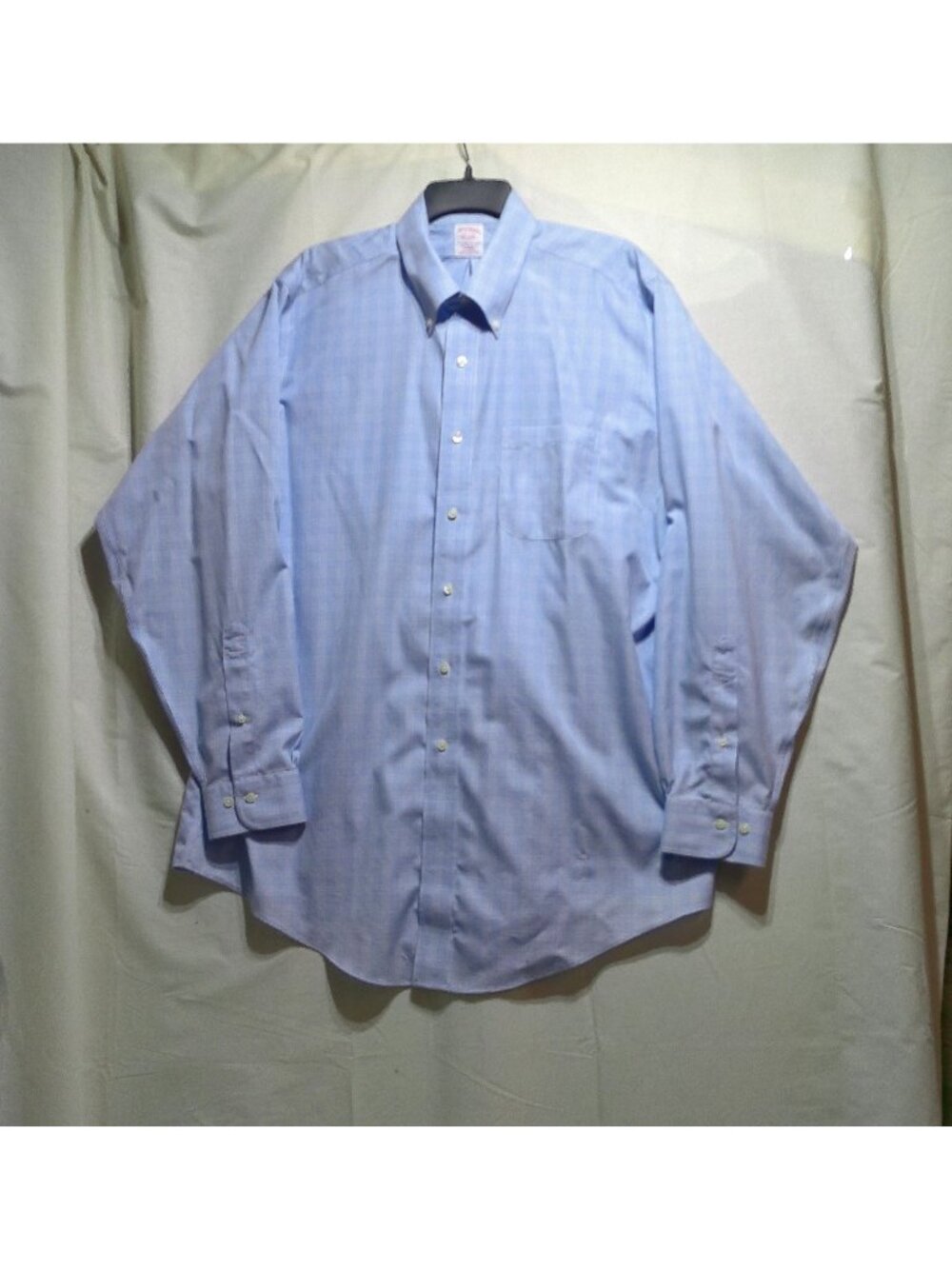 Brooks Brothers Men's Shirt Dress Business Plaid Blue 17-4/5 Traditional